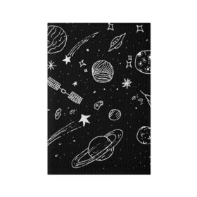 Обложка для паспорта матовая кожа с принтом Cosmos в Белгороде, натуральная матовая кожа | размер 19,3 х 13,7 см; прозрачные пластиковые крепления | Тематика изображения на принте: comet | cosmos | moon | planet | satellite | saturn | space | star | weightlessness | звезда | комета | космос | луна | невесомость | планета | сатурн | спутник
