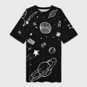 Платье-футболка 3D с принтом Cosmos в Белгороде,  |  | comet | cosmos | moon | planet | satellite | saturn | space | star | weightlessness | звезда | комета | космос | луна | невесомость | планета | сатурн | спутник