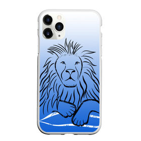 Чехол для iPhone 11 Pro матовый с принтом MY KINGDOM в Белгороде, Силикон |  | Тематика изображения на принте: lion | градиент | контурный рисунок | лев | лев по гороскопу | на синем фоне | подарить льву