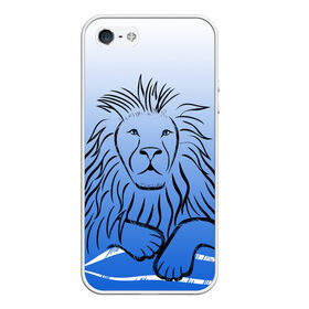 Чехол для iPhone 5/5S матовый с принтом MY KINGDOM в Белгороде, Силикон | Область печати: задняя сторона чехла, без боковых панелей | Тематика изображения на принте: lion | градиент | контурный рисунок | лев | лев по гороскопу | на синем фоне | подарить льву