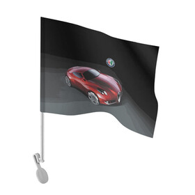 Флаг для автомобиля с принтом Alfa Romeo в Белгороде, 100% полиэстер | Размер: 30*21 см | alfa romeo | car | italy | motorsport | prestige | автоспорт | альфа ромео | италия | престиж
