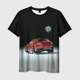 Мужская футболка 3D с принтом Alfa Romeo в Белгороде, 100% полиэфир | прямой крой, круглый вырез горловины, длина до линии бедер | alfa romeo | car | italy | motorsport | prestige | автоспорт | альфа ромео | италия | престиж