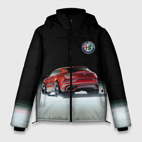 Мужская зимняя куртка 3D с принтом Alfa Romeo в Белгороде, верх — 100% полиэстер; подкладка — 100% полиэстер; утеплитель — 100% полиэстер | длина ниже бедра, свободный силуэт Оверсайз. Есть воротник-стойка, отстегивающийся капюшон и ветрозащитная планка. 

Боковые карманы с листочкой на кнопках и внутренний карман на молнии. | Тематика изображения на принте: alfa romeo | car | italy | motorsport | prestige | автоспорт | альфа ромео | италия | престиж