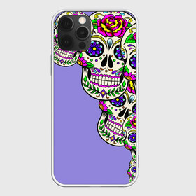 Чехол для iPhone 12 Pro Max с принтом Calavera 2 в Белгороде, Силикон |  | Тематика изображения на принте: color | краски | мексиканский | череп