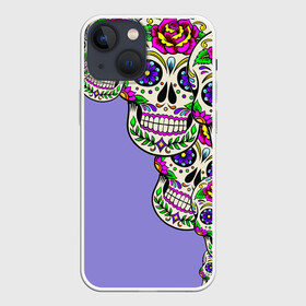 Чехол для iPhone 13 mini с принтом Calavera 2 в Белгороде,  |  | Тематика изображения на принте: color | краски | мексиканский | череп