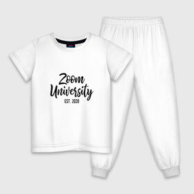 Детская пижама хлопок с принтом Zoom University в Белгороде, 100% хлопок |  брюки и футболка прямого кроя, без карманов, на брюках мягкая резинка на поясе и по низу штанин
 | covid | university | zoom | зум | ковид | потерялся | университет