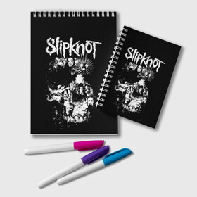 Блокнот с принтом Slipknot в Белгороде, 100% бумага | 48 листов, плотность листов — 60 г/м2, плотность картонной обложки — 250 г/м2. Листы скреплены удобной пружинной спиралью. Цвет линий — светло-серый
 | Тематика изображения на принте: corey taylor | rock | slipknot | кори тейлор | рок | слипкнот