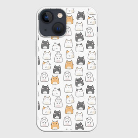 Чехол для iPhone 13 mini с принтом Толстые котики в Белгороде,  |  | cute | japan | japanese | k pop | kawaii | korea | korean | детские | забавные | к поп | кавайные | кей поп | корейские | котики | коты | котята | котятки | кошки | милые | прикольные | пухленькие | пухлые | смешные | счастливые