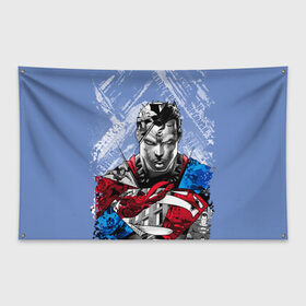 Флаг-баннер с принтом S U P E R M A N в Белгороде, 100% полиэстер | размер 67 х 109 см, плотность ткани — 95 г/м2; по краям флага есть четыре люверса для крепления | man | steel | superman | vdzajul | супермен | супермэн