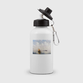Бутылка спортивная с принтом картина Айвазовского в Белгороде, металл | емкость — 500 мл, в комплекте две пластиковые крышки и карабин для крепления | айвазовский | корабль | море | облака | рисунок