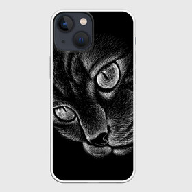 Чехол для iPhone 13 mini с принтом Волшебный кот в Белгороде,  |  | black | cat | eyes | kitten | kitty | pussy | pussycat | взгляд | глаз | глаза | кот | кота | котенок | коты | котят | котята | котячьи | кошачьи | кошка | кошки | мордочка | нос | носик | с котом | усатый | усики | усища | усищи | че