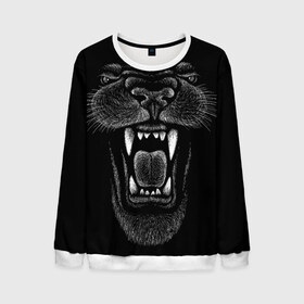 Мужской свитшот 3D с принтом Черная пантера в Белгороде, 100% полиэстер с мягким внутренним слоем | круглый вырез горловины, мягкая резинка на манжетах и поясе, свободная посадка по фигуре | Тематика изображения на принте: big | black | cat | danger | jungle | king | leopard | panter | panther | picture | большая | большой | джунглей | джунгли | зубы | король | кот | кошка | леопард | мелками | опасная | опасный | охотник | пантера | пасть | рисунок | хищник | 