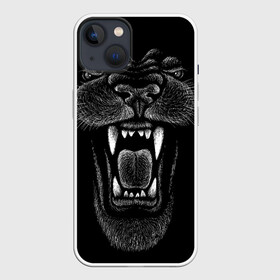 Чехол для iPhone 13 с принтом Черная пантера в Белгороде,  |  | big | black | cat | danger | jungle | king | leopard | panter | panther | picture | большая | большой | джунглей | джунгли | зубы | король | кот | кошка | леопард | мелками | опасная | опасный | охотник | пантера | пасть | рисунок | хищник | 