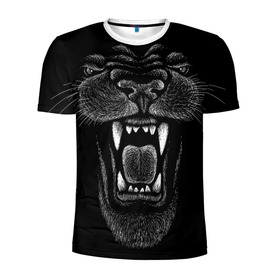 Мужская футболка 3D спортивная с принтом Черная пантера в Белгороде, 100% полиэстер с улучшенными характеристиками | приталенный силуэт, круглая горловина, широкие плечи, сужается к линии бедра | big | black | cat | danger | jungle | king | leopard | panter | panther | picture | большая | большой | джунглей | джунгли | зубы | король | кот | кошка | леопард | мелками | опасная | опасный | охотник | пантера | пасть | рисунок | хищник | 