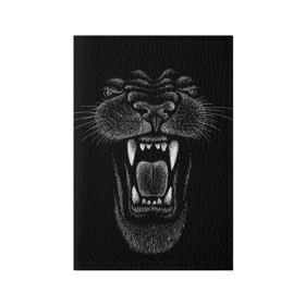 Обложка для паспорта матовая кожа с принтом Черная пантера в Белгороде, натуральная матовая кожа | размер 19,3 х 13,7 см; прозрачные пластиковые крепления | Тематика изображения на принте: big | black | cat | danger | jungle | king | leopard | panter | panther | picture | большая | большой | джунглей | джунгли | зубы | король | кот | кошка | леопард | мелками | опасная | опасный | охотник | пантера | пасть | рисунок | хищник | 