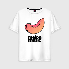 Женская футболка хлопок Oversize с принтом MELON MUSIC в Белгороде, 100% хлопок | свободный крой, круглый ворот, спущенный рукав, длина до линии бедер
 | mayot | melon | music | seemee | yungway | вэй | дыни | майот | мелон | мьюзик | сими | янг | янгвэй