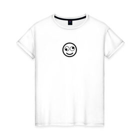 Женская футболка хлопок с принтом SMILE в Белгороде, 100% хлопок | прямой крой, круглый вырез горловины, длина до линии бедер, слегка спущенное плечо | майка | майка смайлик | смайл | смайлик | топ