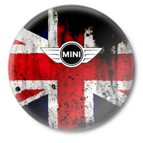 Значок с принтом Mini Cooper в Белгороде,  металл | круглая форма, металлическая застежка в виде булавки | bmw | mini | mini cooper | авто | англия | бмв | британия | великобритания | машина | мини | мини купер | тачка
