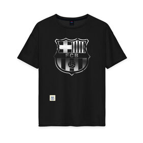Женская футболка хлопок Oversize с принтом FC Barcelona | Gradient effect (2021) в Белгороде, 100% хлопок | свободный крой, круглый ворот, спущенный рукав, длина до линии бедер
 | 0x000000123 | barca | barcelona | fcb | messi | барса | барселона | месси | фкб