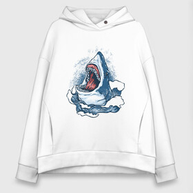 Женское худи Oversize хлопок с принтом Злая акула в Белгороде, френч-терри — 70% хлопок, 30% полиэстер. Мягкий теплый начес внутри —100% хлопок | боковые карманы, эластичные манжеты и нижняя кромка, капюшон на магнитной кнопке | angry | big | evil | jaws | predator | scary | shark | storm | wave | waves | white | акула | акулы | белая | большая | волна | волны | выпрыгивает | злая | зубы | из воды | море | океан | охотник | пасть | плотоядная | рот | страшная | хищни