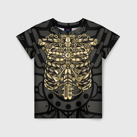 Детская футболка 3D с принтом Стимпанк Скелет в Белгороде, 100% гипоаллергенный полиэфир | прямой крой, круглый вырез горловины, длина до линии бедер, чуть спущенное плечо, ткань немного тянется | clock | clocks | cosplay | punk | rib | ribcage | ribs | robot | skeleton | steam | steampunk | внутренности | грудная клетка | железные | косплей | кости | механизм | панк | паро панк | паровой | паропанк | ребра | робот | скелет | стим | с