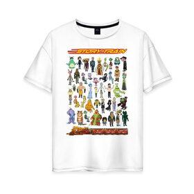 Женская футболка хлопок Oversize с принтом Story Train в Белгороде, 100% хлопок | свободный крой, круглый ворот, спущенный рукав, длина до линии бедер
 | rick and morty | vdzabma | рик и морти