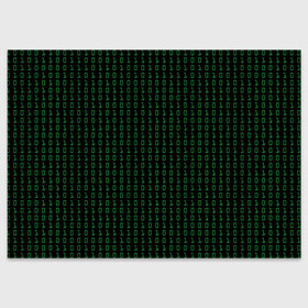 Поздравительная открытка с принтом Бинарный код в Белгороде, 100% бумага | плотность бумаги 280 г/м2, матовая, на обратной стороне линовка и место для марки
 | Тематика изображения на принте: 1 и 0 | binary | computer | green | matrix | programming | stream | streaming | system | бинарный | буквы | двоичная | двоичный | единицы | зеленые | код | кода | компьютерный | матрица | нули | поток | программирование | символы