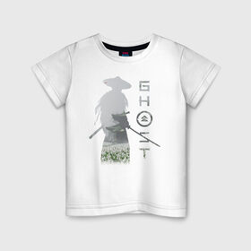 Детская футболка хлопок с принтом TRDGhoTsuhim в Белгороде, 100% хлопок | круглый вырез горловины, полуприлегающий силуэт, длина до линии бедер | катана | отвага | призрак | самурай | честь
