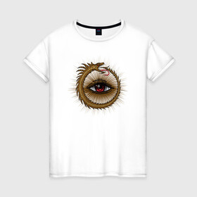 Женская футболка хлопок с принтом Уроборос в Белгороде, 100% хлопок | прямой крой, круглый вырез горловины, длина до линии бедер, слегка спущенное плечо | алхимия | дельта | заговор | иллюминаты | масонство | масоны | наблюдение | наугольник | символы | циркуль | эзотерика