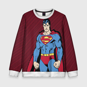 Детский свитшот 3D с принтом I am your Superman в Белгороде, 100% полиэстер | свободная посадка, прямой крой, мягкая тканевая резинка на рукавах и понизу свитшота | man | steel | superman | vdzajul | супермен | супермэн