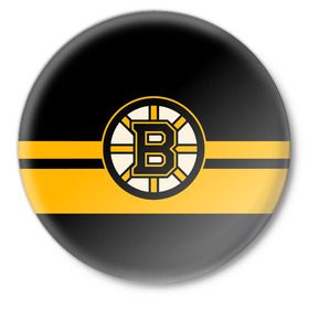 Значок с принтом BOSTON BRUINS NHL в Белгороде,  металл | круглая форма, металлическая застежка в виде булавки | black | boston | bruins | hockey | ice | logo | nhl | sport | usa | бостон | брюинз | логотип | нхл | спорт | хоккей