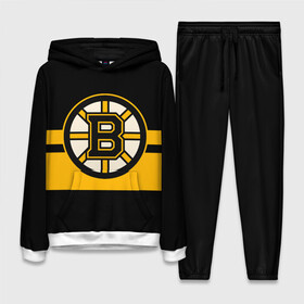 Женский костюм 3D (с толстовкой) с принтом BOSTON BRUINS NHL в Белгороде,  |  | black | boston | bruins | hockey | ice | logo | nhl | sport | usa | бостон | брюинз | логотип | нхл | спорт | хоккей