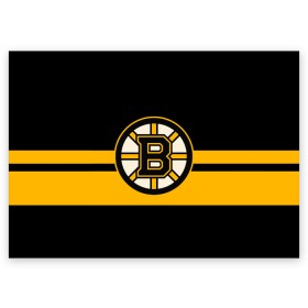 Поздравительная открытка с принтом BOSTON BRUINS NHL в Белгороде, 100% бумага | плотность бумаги 280 г/м2, матовая, на обратной стороне линовка и место для марки
 | Тематика изображения на принте: black | boston | bruins | hockey | ice | logo | nhl | sport | usa | бостон | брюинз | логотип | нхл | спорт | хоккей