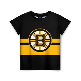 Детская футболка 3D с принтом BOSTON BRUINS NHL в Белгороде, 100% гипоаллергенный полиэфир | прямой крой, круглый вырез горловины, длина до линии бедер, чуть спущенное плечо, ткань немного тянется | Тематика изображения на принте: black | boston | bruins | hockey | ice | logo | nhl | sport | usa | бостон | брюинз | логотип | нхл | спорт | хоккей