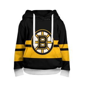 Детская толстовка 3D с принтом BOSTON BRUINS NHL в Белгороде, 100% полиэстер | двухслойный капюшон со шнурком для регулировки, мягкие манжеты на рукавах и по низу толстовки, спереди карман-кенгуру с мягким внутренним слоем | black | boston | bruins | hockey | ice | logo | nhl | sport | usa | бостон | брюинз | логотип | нхл | спорт | хоккей
