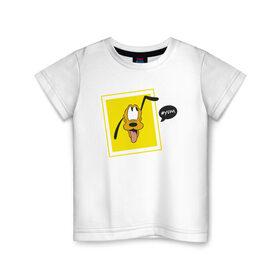 Детская футболка хлопок с принтом Плуто в Белгороде, 100% хлопок | круглый вырез горловины, полуприлегающий силуэт, длина до линии бедер | pluto | плуто