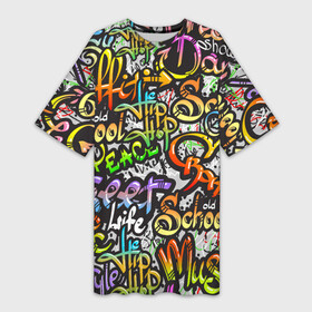 Платье-футболка 3D с принтом Уличные граффити в Белгороде,  |  | 1990 | 1990 е | 1990е | 90 е | 90е | crazy | dance | graffiti | graffity | hip hop | life | music | old school | oldschool | rap | street | style | west coast | безумные | графити | граффити | девяностые | классика | мир | музыка | олдскул | реп