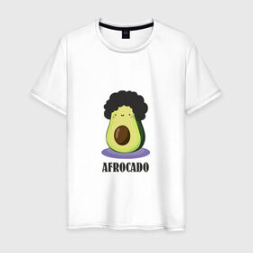 Мужская футболка хлопок с принтом Авокадик в Белгороде, 100% хлопок | прямой крой, круглый вырез горловины, длина до линии бедер, слегка спущенное плечо. | авокадик | авокадо | афрокадо.
