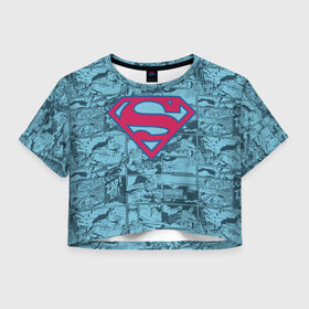 Женская футболка Crop-top 3D с принтом Man of steel в Белгороде, 100% полиэстер | круглая горловина, длина футболки до линии талии, рукава с отворотами | man | steel | superman | vdzajul | супермен | супермэн