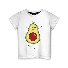 Детская футболка хлопок с принтом Милое авокадо в Белгороде, 100% хлопок | круглый вырез горловины, полуприлегающий силуэт, длина до линии бедер | Тематика изображения на принте: авокадо | милое