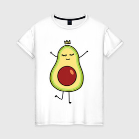 Женская футболка хлопок с принтом Милое авокадо в Белгороде, 100% хлопок | прямой крой, круглый вырез горловины, длина до линии бедер, слегка спущенное плечо | авокадо | милое