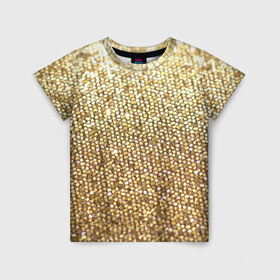 Детская футболка 3D с принтом Блёстки в Белгороде, 100% гипоаллергенный полиэфир | прямой крой, круглый вырез горловины, длина до линии бедер, чуть спущенное плечо, ткань немного тянется | блеск | блёстки | блестяшки | золото