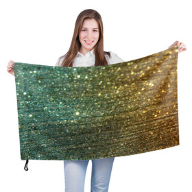 Флаг 3D с принтом Бирюзовый блеск в Белгороде, 100% полиэстер | плотность ткани — 95 г/м2, размер — 67 х 109 см. Принт наносится с одной стороны | бирюзовый | блеск | блестящая пыль | зелёный | стразы