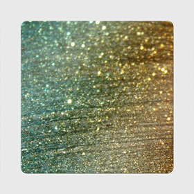 Магнит виниловый Квадрат с принтом Бирюзовый блеск в Белгороде, полимерный материал с магнитным слоем | размер 9*9 см, закругленные углы | бирюзовый | блеск | блестящая пыль | зелёный | стразы