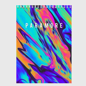 Скетчбук с принтом PARAMORE в Белгороде, 100% бумага
 | 48 листов, плотность листов — 100 г/м2, плотность картонной обложки — 250 г/м2. Листы скреплены сверху удобной пружинной спиралью | paramore | rock | twilight | парамор | рок | сумерки | хейли уильямс