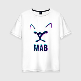 Женская футболка хлопок Oversize с принтом Кот МАВ в Белгороде, 100% хлопок | свободный крой, круглый ворот, спущенный рукав, длина до линии бедер
 | glitch | кот мав | мав | маму мав | мем кот