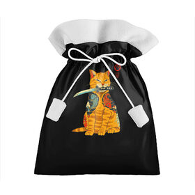 Подарочный 3D мешок с принтом Котик в Белгороде, 100% полиэстер | Размер: 29*39 см | животное | зверь | катана | кот | котейка | котик | котэ | лайки | лапка | мем | мемы | милый кот | мяу | неон | нож | отпечаток | след