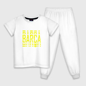 Детская пижама хлопок с принтом FC Barcelona | BARCA (2021) в Белгороде, 100% хлопок |  брюки и футболка прямого кроя, без карманов, на брюках мягкая резинка на поясе и по низу штанин
 | 0x000000123 | barca | barcelona | fcb | messi | барса | барселона | фкб