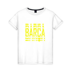 Женская футболка хлопок с принтом FC Barcelona | BARCA (2021) в Белгороде, 100% хлопок | прямой крой, круглый вырез горловины, длина до линии бедер, слегка спущенное плечо | 0x000000123 | barca | barcelona | fcb | messi | барса | барселона | фкб