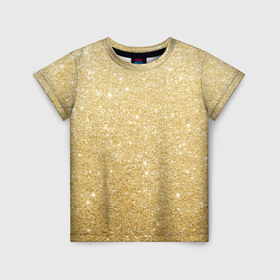 Детская футболка 3D с принтом Золотой песок в Белгороде, 100% гипоаллергенный полиэфир | прямой крой, круглый вырез горловины, длина до линии бедер, чуть спущенное плечо, ткань немного тянется | блеск | блёстки | золото | песок | розовое золото | розовый | сияние | стразы